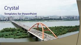  Presentation with landscape - Presentation with han river - view and landscape of seoul background and a sky blue colored foreground