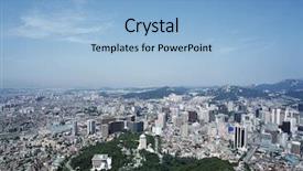  Presentation with landscape architecture portfolio - PPT theme featuring han river - view and landscape of seoul background and a light blue colored foreground