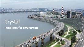  Presentation with landscape - Presentation theme enhanced with han river - view and landscape of seoul background and a gray colored foreground