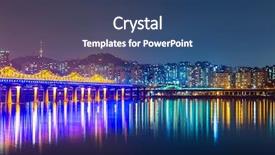  Presentation with city night - Cool new slide set with han river in seoul city backdrop and a  colored foreground
