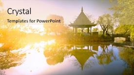  Presentation with jesus in the garden of getshame - Beautiful presentation design featuring han xu pavilion in garden backdrop and a  colored foreground