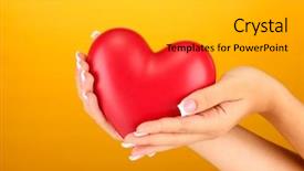  Presentation with heart in hands - Presentation featuring heart in woman's hand background and a  colored foreground