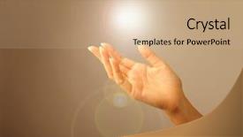  Presentation with light - Slide deck featuring hand and a rising light background and a coral colored foreground