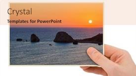  Presentation with rock - PPT layouts enhanced with hand-and-aphrodite-rock background and a yellow colored foreground