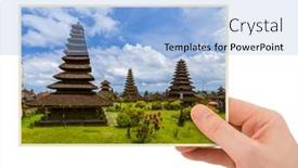  Presentation with bali temple - Amazing presentation theme having hand-and-besakih-temple backdrop and a light blue colored foreground