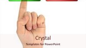  Presentation with yes - Colorful slides enhanced with hand and buttons yes no isolated on white background backdrop and a lemonade colored foreground