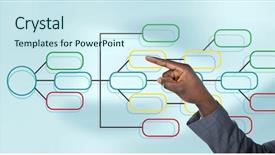  Presentation with mind map diagram - Colorful presentation theme enhanced with hand and colorful mind map backdrop and a sky blue colored foreground