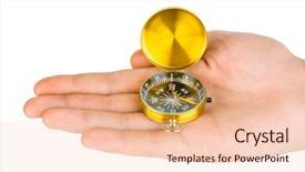  Presentation with waiter hand in white glove - Presentation theme enhanced with hand and compass isolated background and a lemonade colored foreground