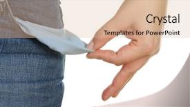  Presentation with empty - Presentation with hand and empty pocket isolated background and a lemonade colored foreground