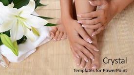  Presentation with in memory of lily - PPT layouts featuring hand and feet with manicure background and a coral colored foreground