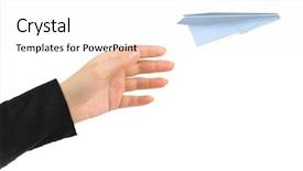  Presentation with plane - Beautiful PPT layouts featuring hand and flying money plane backdrop and a white colored foreground