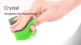  Presentation with hand hygiene in hospital - Audience pleasing slides consisting of hand and kitchen sponge backdrop and a lemonade colored foreground