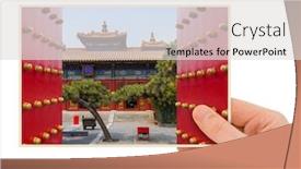  Presentation with lama - Slide set having hand-and-lama-yonghe-temple background and a light gray colored foreground