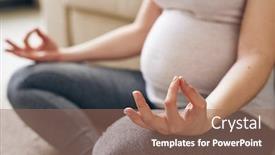  Presentation with knee - Presentation theme consisting of hand-and-leg-bent background and a coral colored foreground