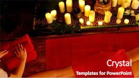  Presentation with reflexology foot massage spa foot - Audience pleasing slide set consisting of hand and leg on candel backdrop and a crimson colored foreground