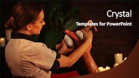  Presentation with foot massage - Audience pleasing slides consisting of care bundle - feet massage with thai reflexology backdrop and a wine colored foreground