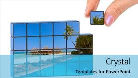  Presentation with maldives - PPT theme having hand and maldives puzzle isolated background and a cyan colored foreground
