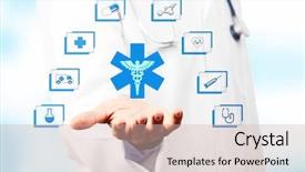  Presentation with medical hand - Slides enhanced with hand and medicine icons medical background and a lemonade colored foreground