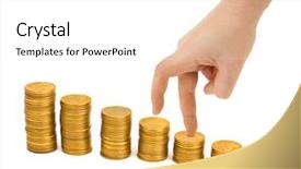  Presentation with waiter hand in white glove - Beautiful PPT theme featuring hand and money staircase isolated backdrop and a  colored foreground