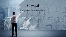  Presentation with painting walls paint roller - PPT layouts with hand and painting drawn city background and a  colored foreground