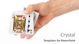  Presentation with playing cards - Theme featuring hand-and-playing-cards-isolated background and a white colored foreground