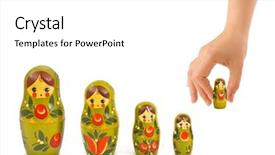  Presentation with russian doll - Presentation design enhanced with hand and russian toy matrioska background and a white colored foreground