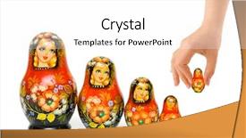  Presentation with russian doll - Cool new presentation theme with hand and russian toy matrioska backdrop and a white colored foreground
