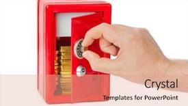  Presentation with gold bars - Beautiful slide deck featuring hand and safe with gold backdrop and a coral colored foreground