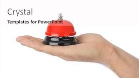  Presentation with bell service - Slide set consisting of hand-and-service-ring-bell background and a white colored foreground
