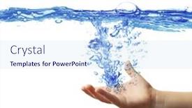  Presentation with pure water - Audience pleasing presentation consisting of hand and splash of pure backdrop and a sky blue colored foreground