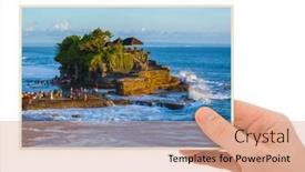  Presentation with bali temple - Audience pleasing presentation theme consisting of hand-and-tanah-lot-temple backdrop and a coral colored foreground