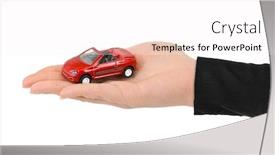  Presentation with toy - PPT theme featuring hand-and-toy-car-isolated background and a white colored foreground
