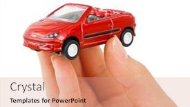  Presentation with toy - Audience pleasing slide deck consisting of hand-and-toy-car-isolated backdrop and a coral colored foreground