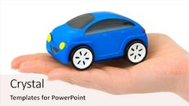  Presentation with car rental - Amazing PPT theme having hand and toy car isolated backdrop and a lemonade colored foreground