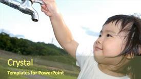  Presentation with hand washing - Audience pleasing PPT theme consisting of hand and turn off faucet backdrop and a violet colored foreground