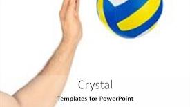  Presentation with volleyball - Theme having hand-and-volleyball-ball-isolated background and a white colored foreground