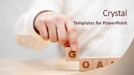  Presentation with wooden building blocks - Presentation theme having hand and word goal made background and a lemonade colored foreground