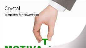  Presentation with motivation - Presentation theme enhanced with hand and word motivation isolated on white background background and a white colored foreground