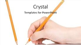  Presentation with yellow wood - Slides having hand and yellow wood pencil background and a white colored foreground