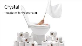  Presentation with toilet - Colorful presentation enhanced with hand arising from a toilet backdrop and a white colored foreground