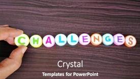  Presentation with challenges - PPT theme with hand-arranging-the-word-challenges background and a tawny brown colored foreground