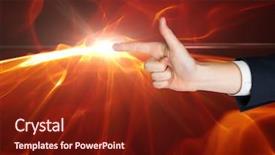  Presentation with black hand - Colorful presentation design enhanced with hand as a gun backdrop and a tawny brown colored foreground