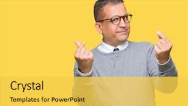  Presentation with salary - Amazing theme having hand asking for salary backdrop and a yellow colored foreground