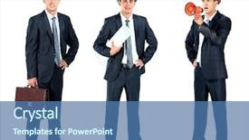  Presentation with businessman loses - PPT theme with hand bag - businessman with briefcase background and a ocean colored foreground