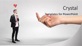  Presentation with love - Presentation theme having hand baiting man in love background and a lemonade colored foreground