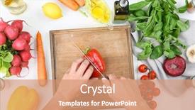  Presentation with cutting board - Cool new theme with hand bells - man cutting bell pepper backdrop and a  colored foreground