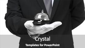  Presentation with man holding phone - Slide deck consisting of hand bells - man holding bell on white background and a dark gray colored foreground