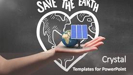  Presentation with save earth - Audience pleasing presentation design consisting of hand black wall background backdrop and a dark gray colored foreground
