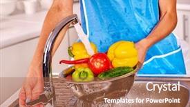  Presentation with hand washing - PPT theme enhanced with hand body part woman washing background and a red colored foreground