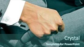  Presentation with car brake - Presentation theme with hand brake of a car background and a ocean colored foreground